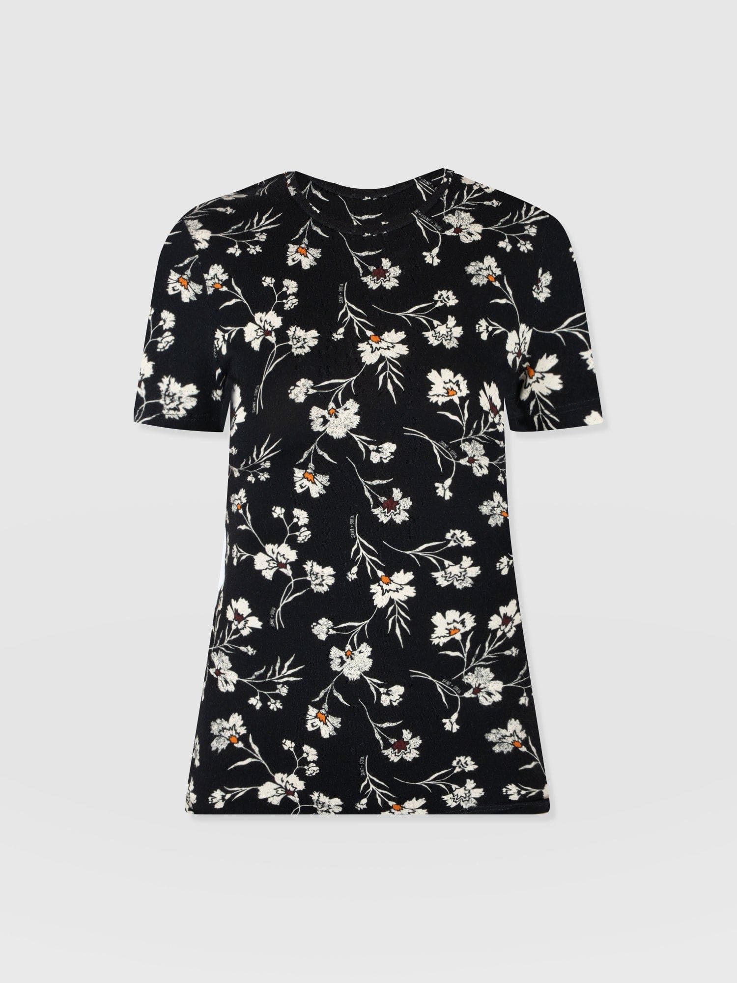 Austen Crew Neck Tee Short Sleeve - Black Spring Floral - Women's T-Shirts | Saint + Sofia® USA